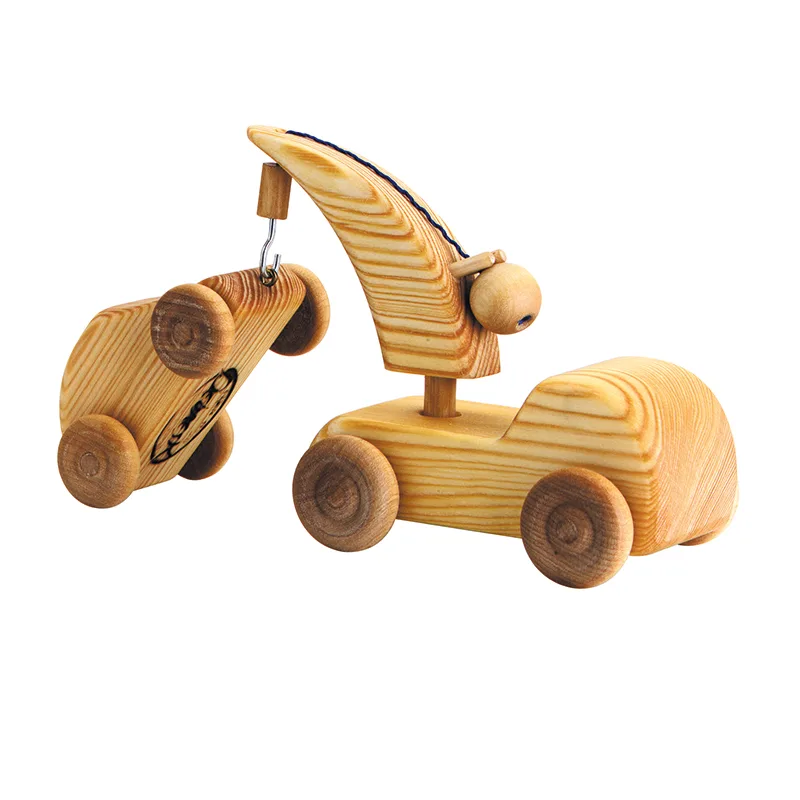 Telleby koka rotaļlieta — evakuators ar mini auto, mazs