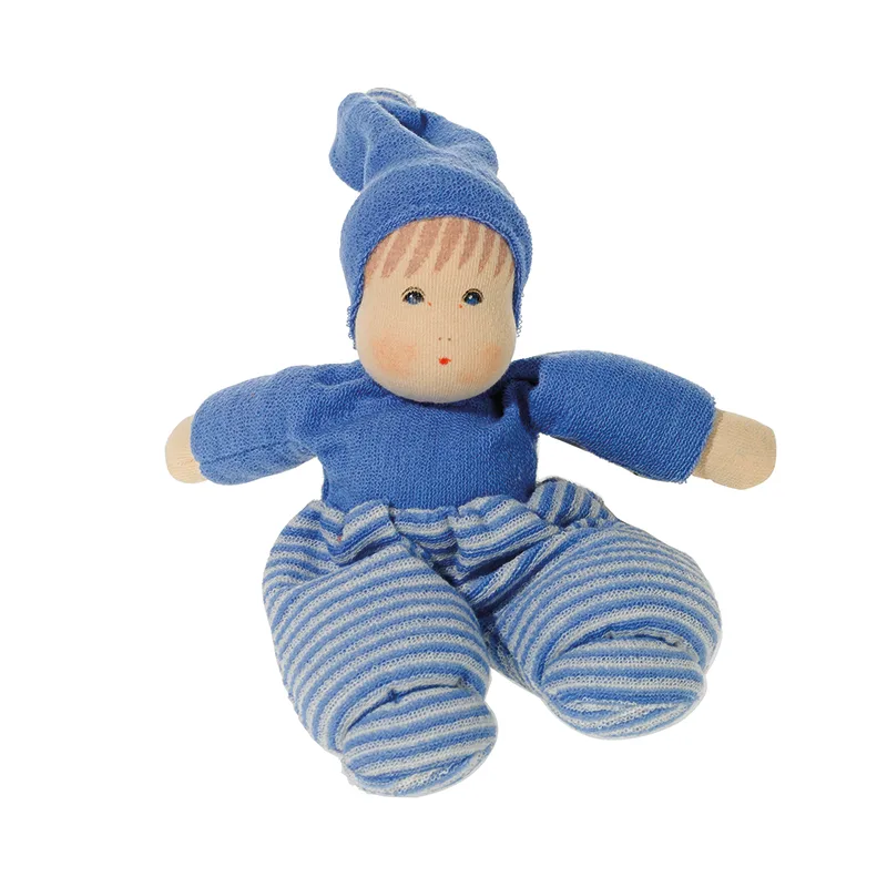 Nanchen lelle Mopschen, maza, 28 cm — zila/krēmkrāsas
