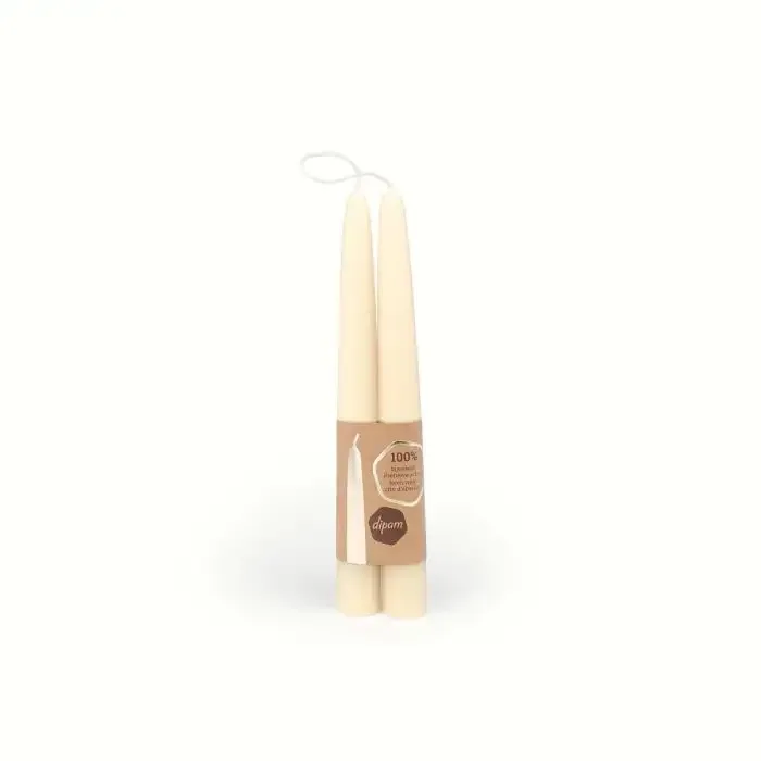 Dipam Beeswax Candles B1W 200x15 mm 8 Pieces - Ivory