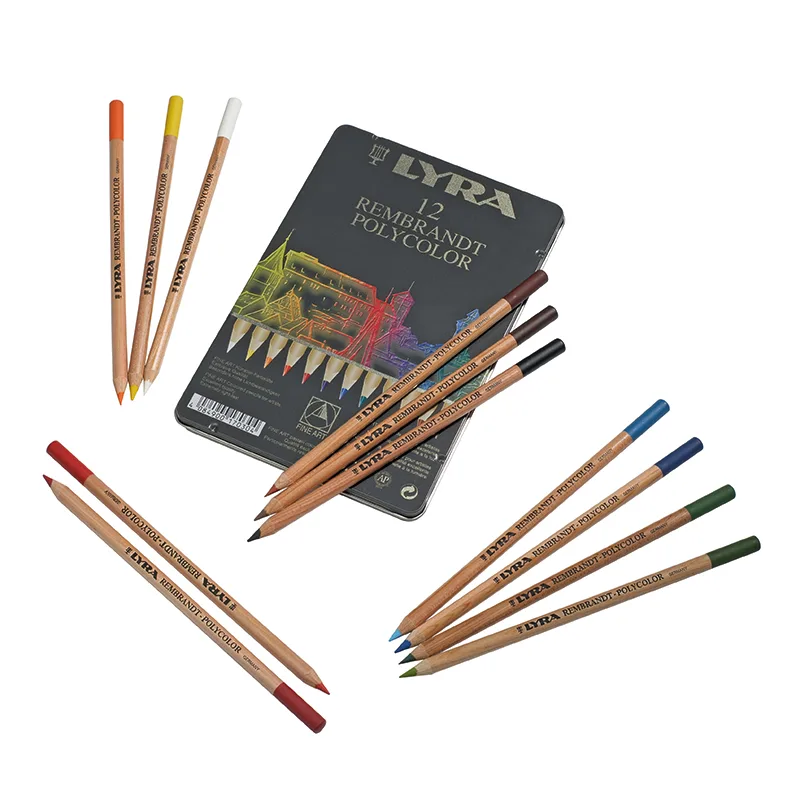 Lyra värvipliiatsid Rembrandt Polycolour metallkarbis - 12 erinevat värvi