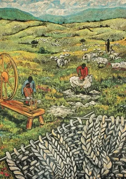 Chalkboard Art Poster - From Sheep to Knitting
