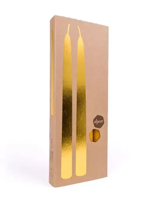 Dipam Beeswax Candles in a Presentation Box B24W 250x22 mm 6 Boxes of 2 pairs 24 Pieces - beeswax colour