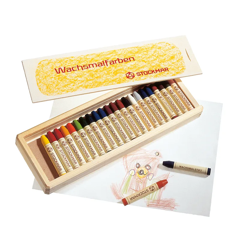 Stockmar Wax Stick Crayons Wooden Box - 24 Assorted