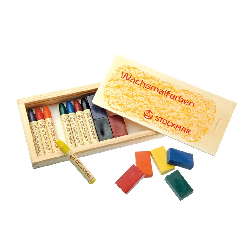Stockmar Wax Crayons Combo Standard Wooden Box - 8 Blocks &amp; 8 Sticks Assorted