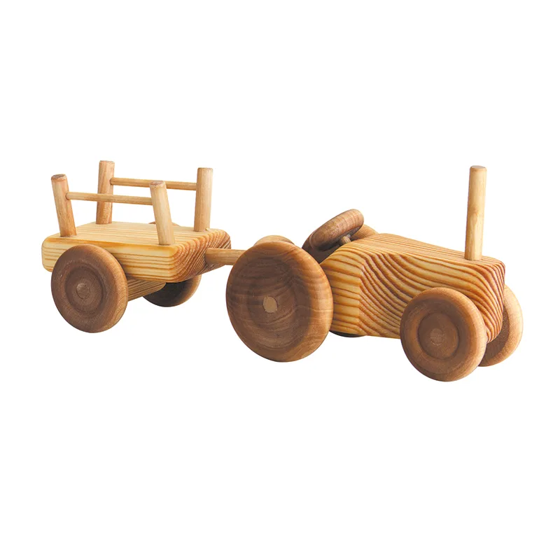 Telleby koka rotaļlieta — traktors ar piekabi, mazs