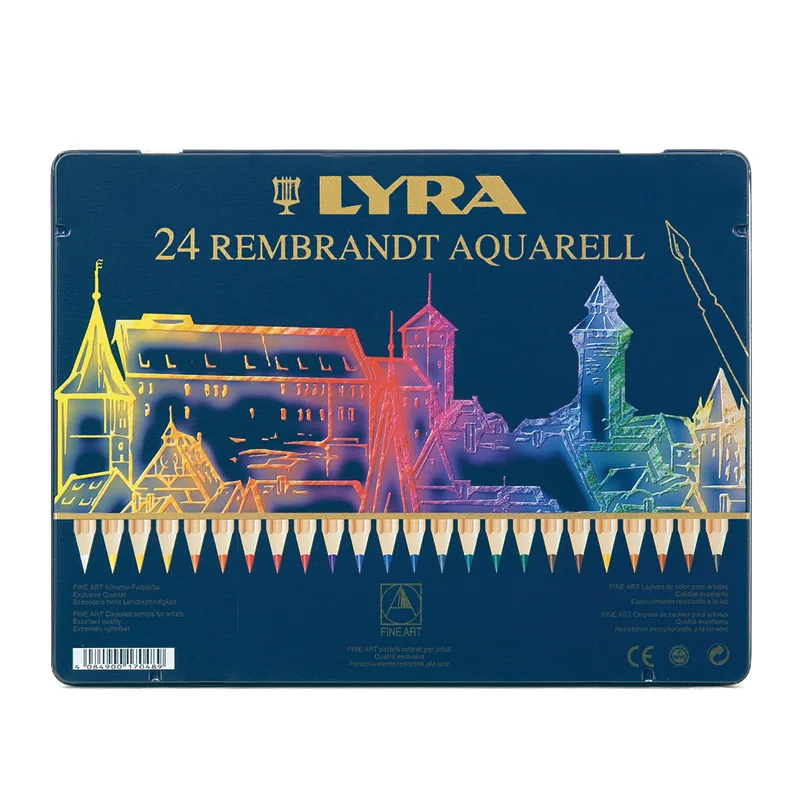Lyra Rembrandt Aquarell pliiatsid, plekk-karp – 24 erinevat värvi
