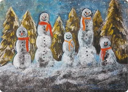Chalkboard Art Poster - Snowmen