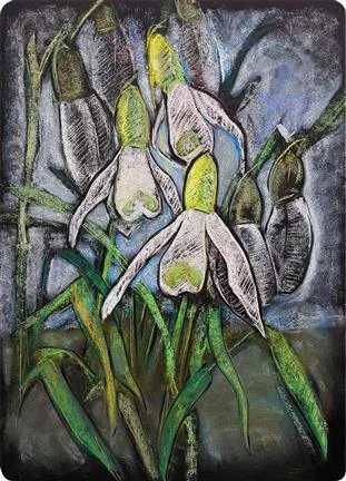 Chalkboard Art Poster - Snowdrops