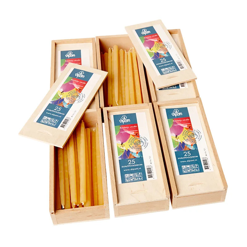 Dipam Beeswax Birthday Candles in Wooden Boxes - 150 Pieces