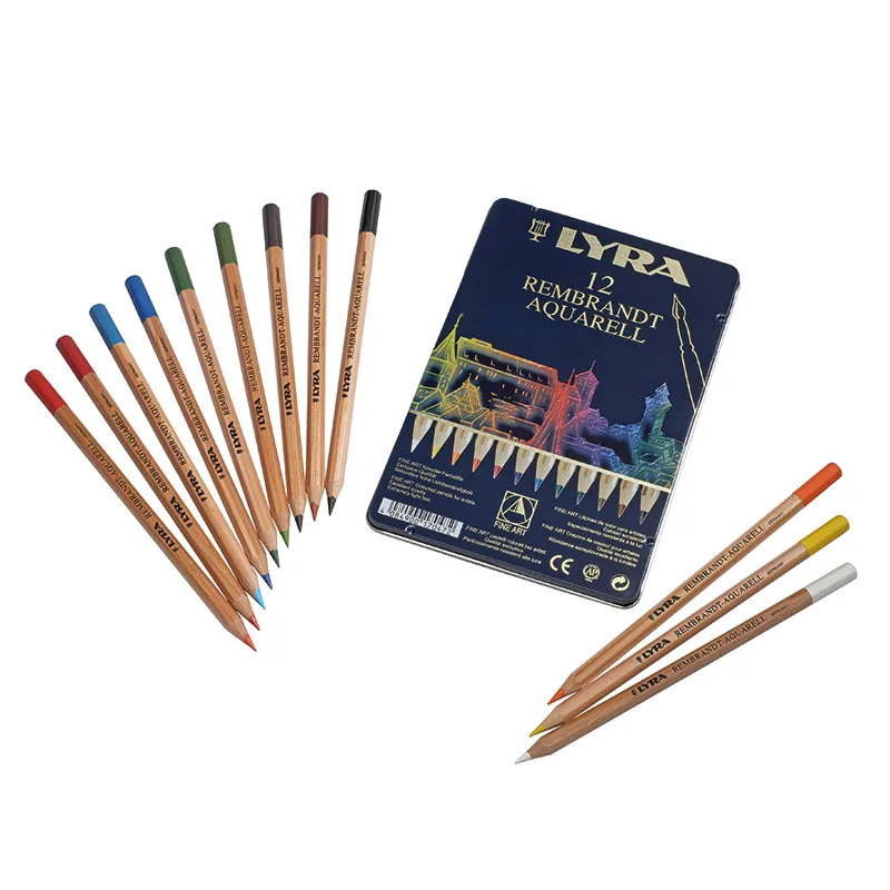 Lyra Rembrandt Aquarell pliiatsid, plekk-karp – 12 erinevat värvi