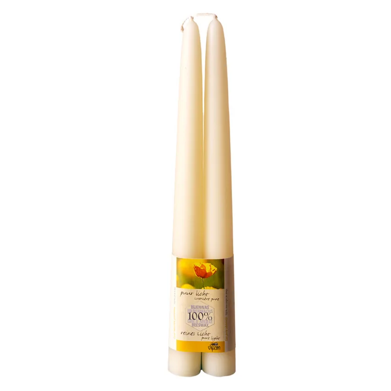 Dipam Beeswax Candles B2W  ø 2.2 cm, 25 cm, 6 pairs 12 Pieces - Ivory