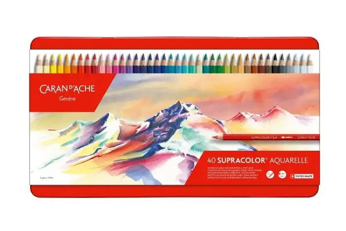 Caran d'Ache Supracolour akvarellpliiatsid, metallkarp – 40 erinevat värvi